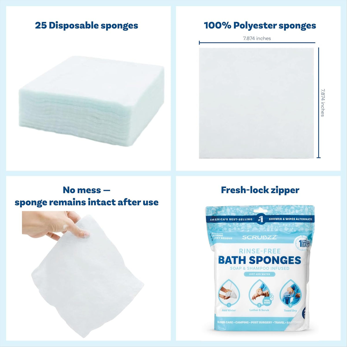 Scrubzz™ Rinse-Free Bath Sponges