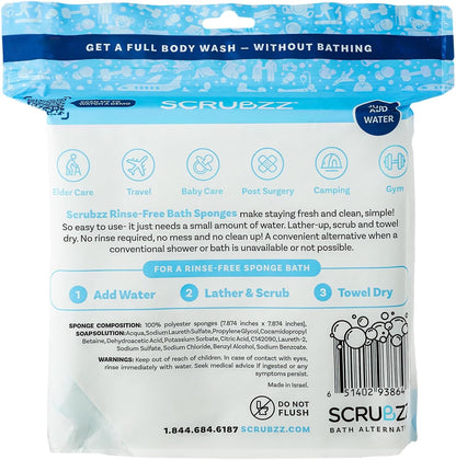 Scrubzz™ Rinse-Free Bath Sponges