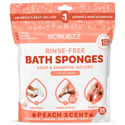 Scrubzz™ Rinse-Free Bath Sponges