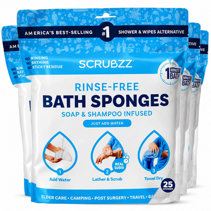 Scrubzz™ Rinse-Free Bath Sponges